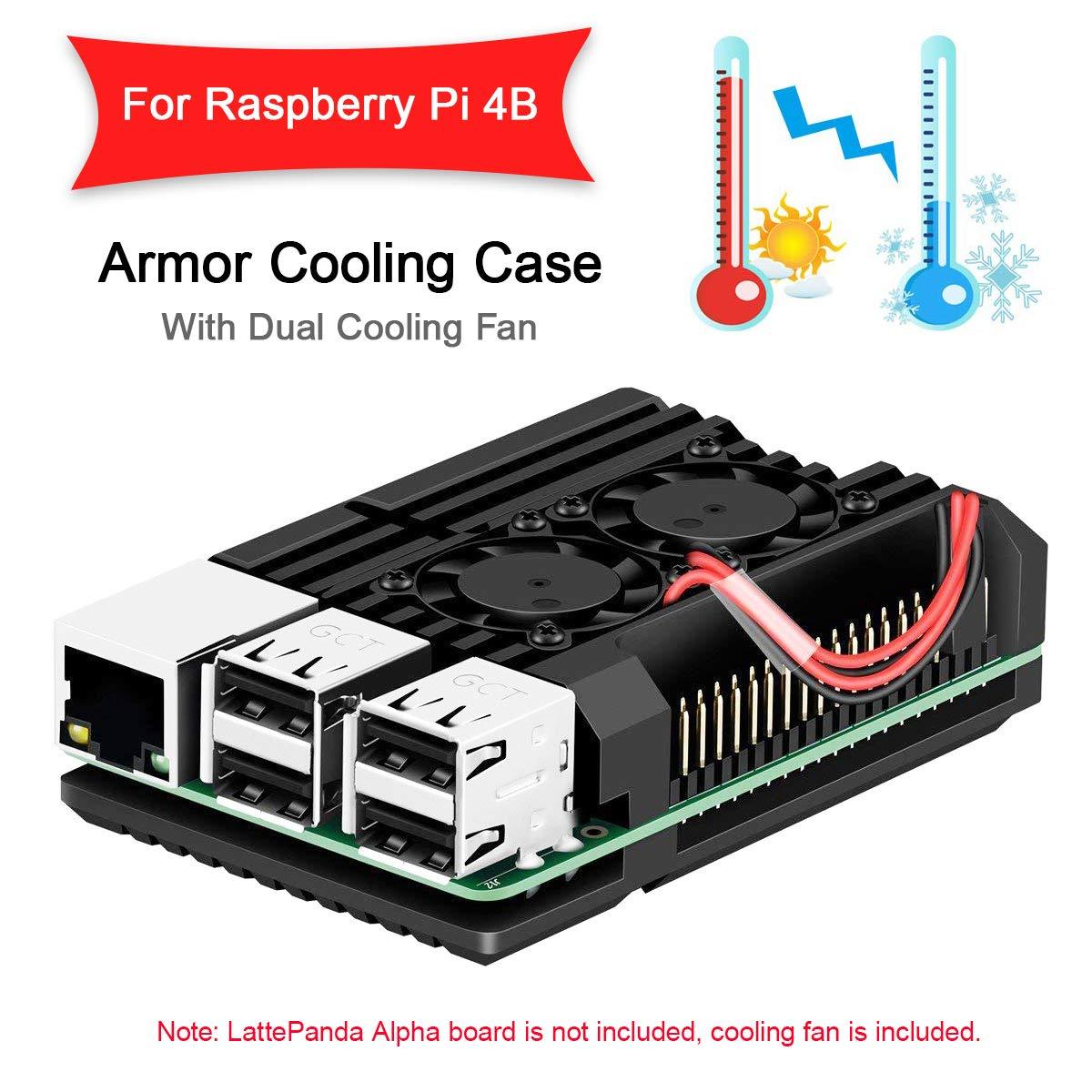 Makerfocus Raspberry Pi 4b Metal Case With Dual Cooling Fan Aluminium 1339