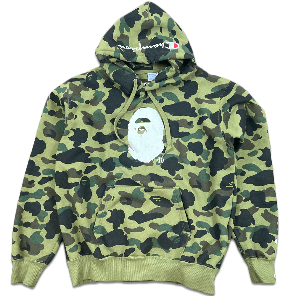 bape x champion camo hoodie