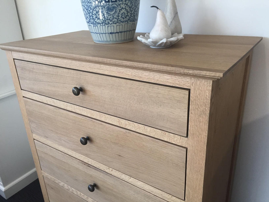 Oak Tall Boy Chest Of Drawers 5 Drawer