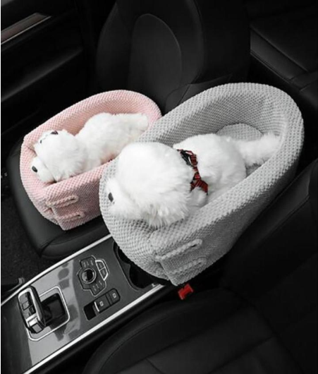 pink grey pet car safety seat armrest dog cat kennel travel