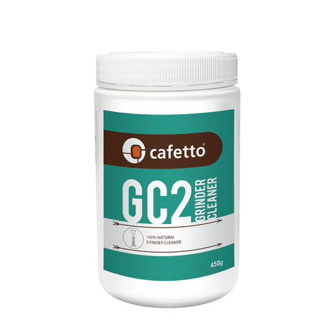 The image displays GC2 Grinder cleaner by Cafetto