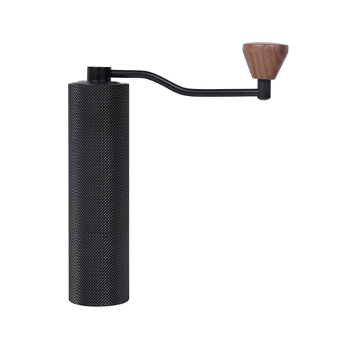 The image displays black Slim 3 manual coffee grinder by Timemore 