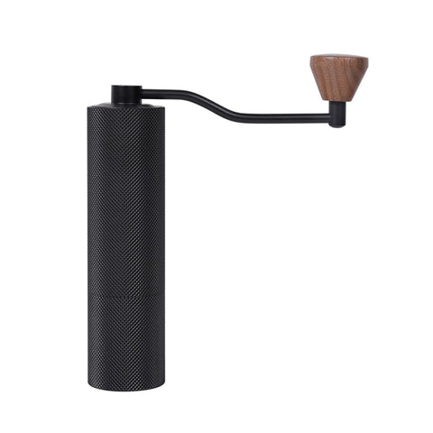 The image displays black Slim 3 manual coffee grinder by Timemore