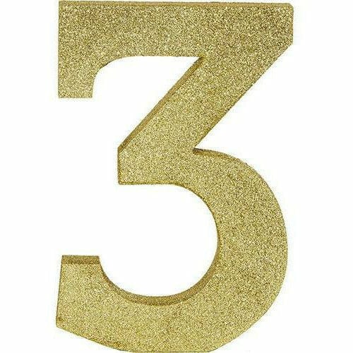 Glitter Gold Number 1 Sign 4 1/2in x 9in