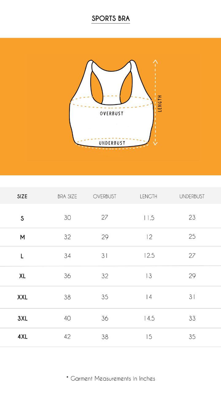 Sports Bra Size Chart