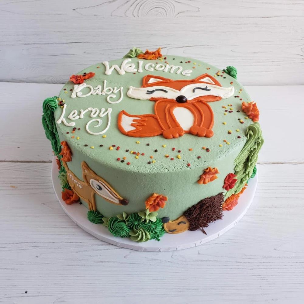 Welcome Baby Shower Cake With Woodland Animals Harvard Sweet Boutique Inc
