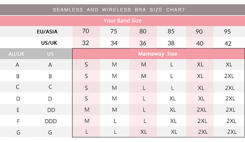 Mamaway Seamless Bra Size chart
