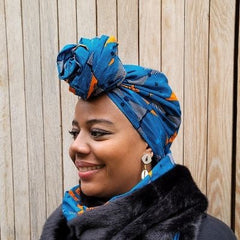 blue African headwrap for women