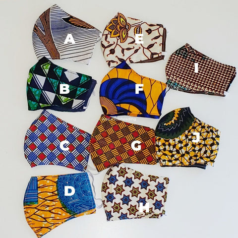 African print face masks by Kejeo Designs