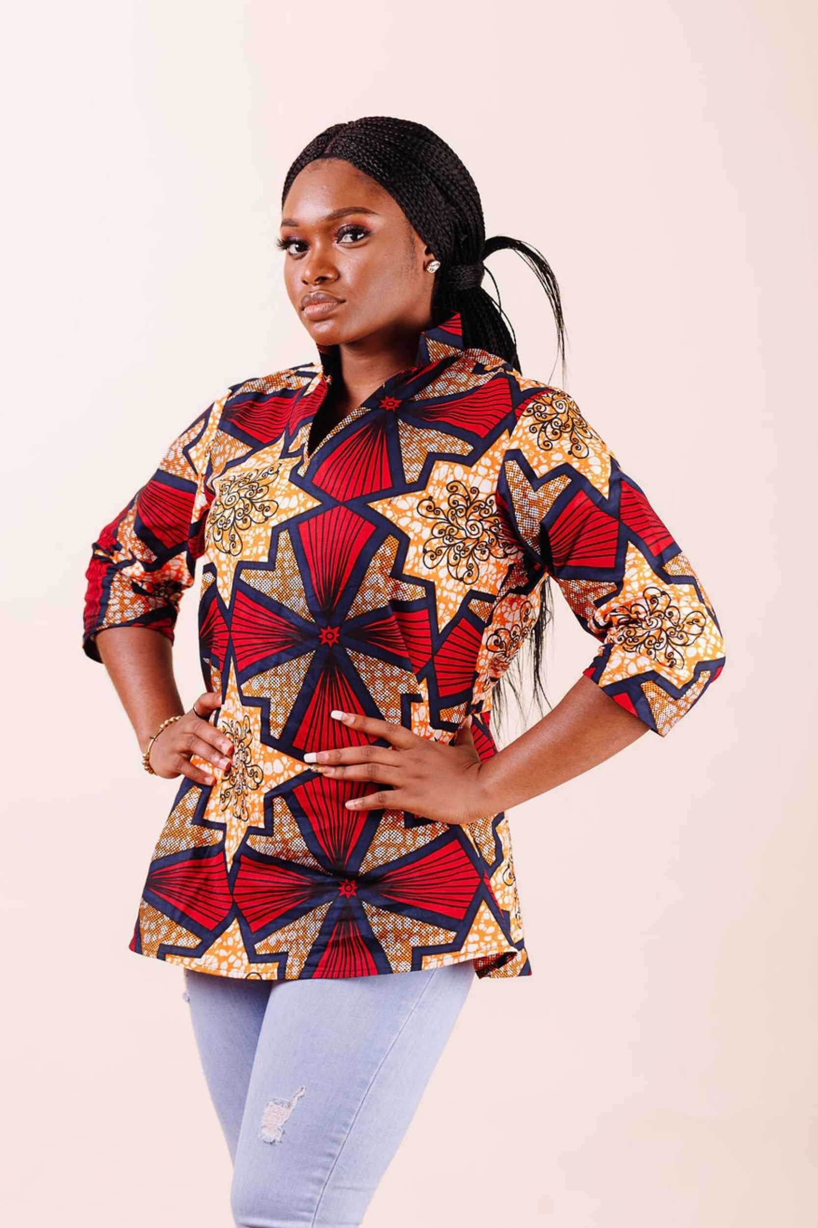 Lenia African Print Shirt Dress (Orange) - Kejeo Designs – KEJEO DESIGNS