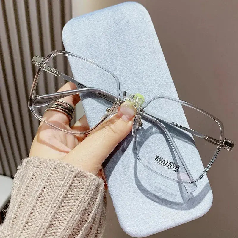 Alex Cute Anti Blue Ovserized Glasses - Trendy Fashionable Reading Glasses Women Anti Blue Light Presbyopia Eyewear High-definition Unisex Transparent Frame Eyeglasses Wicked Tender
