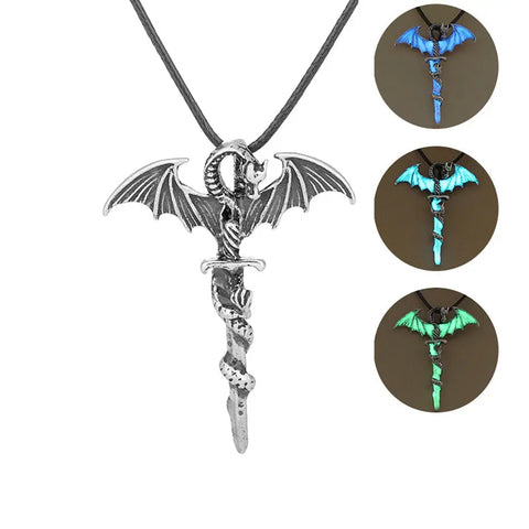 Glow Dragon Necklace, Glowing Crystal, Glow in the Dark Jewelry, Men's or  Women's, Sci Fi Jewelry, Unique Geek Gift for Dragon Lover 