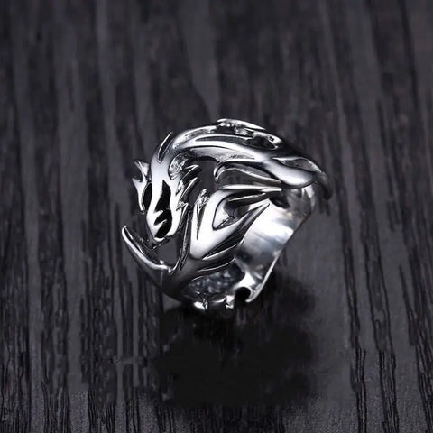 Draconic Embrace - Adjustable Dragon Ring Large Silver Plated Gothic –  Wicked Tender