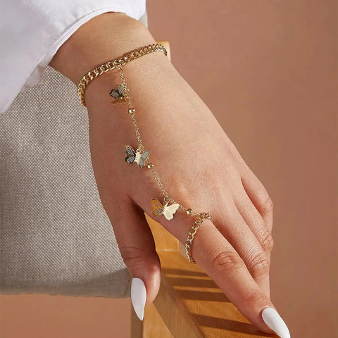 Buy Gold Plated and Pearls Hand Chain Bracelet , Gold Slave Bracelet , Ring  Bracelet , Finger Bracelet Online at desertcartINDIA