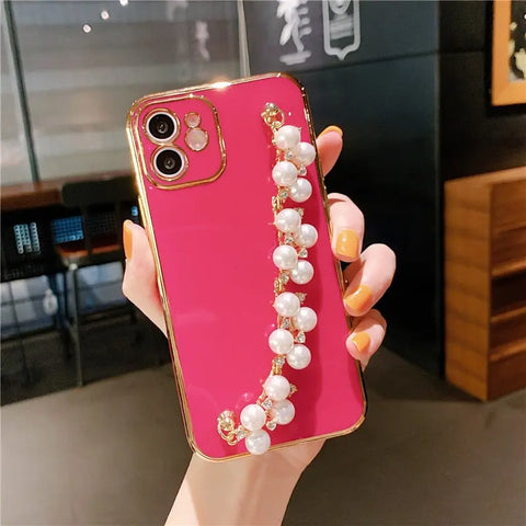 Solid Color Pearl Bracelet Phone Case - Ultimate Luxury for iPhone – Wicked  Tender