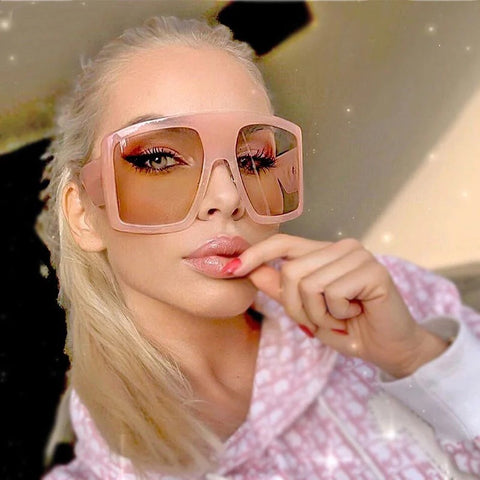 Black Sunglasses Women Square Flat Top Oversized Vintage Retro big frame  fashion sunglasses feminine black female glasses 