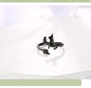 Dragons Grasp - 925 Sterling Silver Dragon Ring Adjustable Black Dragon Ring For Women Minimal Ring Wicked Tender