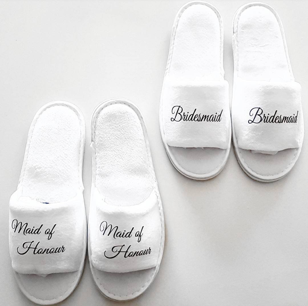 white bridesmaid slippers