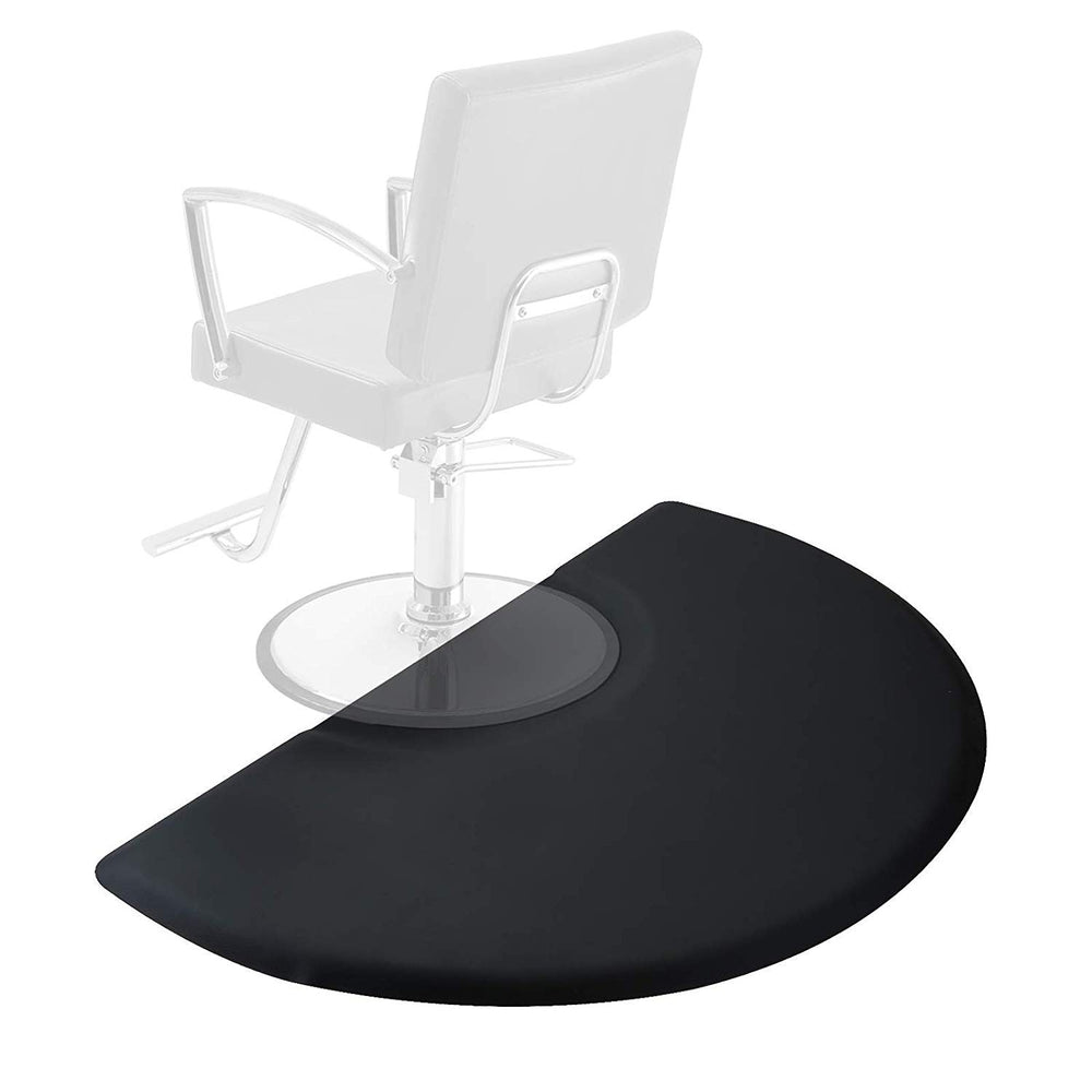 Saloniture 3 Ft X 5 Ft Salon Barber Shop Chair Anti Fatigue Floor Mat Black Semi Circle 7 8 In Thick