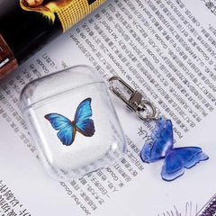 Clear Blue Butterfly Airpod Case