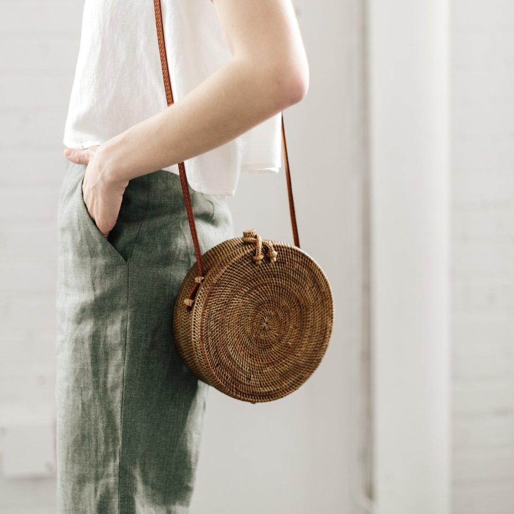 circle woven crossbody bag