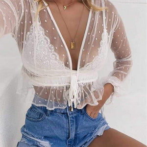 mesh blouse white