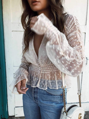 white peplum blouse long sleeve