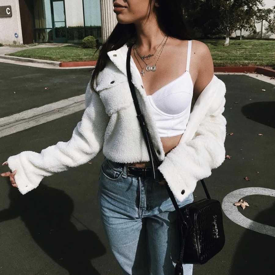 cropped teddy trucker jacket