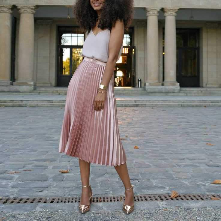 Flowy Chiffon Pleated Midi Skirt Long 