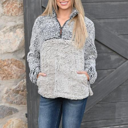 faux sherpa pullover
