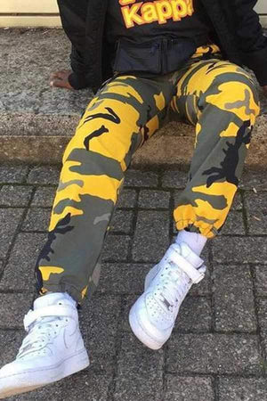 yellow camo joggers