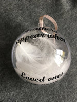 Feathers Appear Christmas Bauble, Christmas Tree Memory Decoration. - CleverCHIC UK