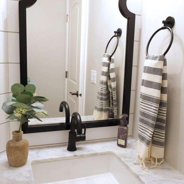 black and cream hand towels