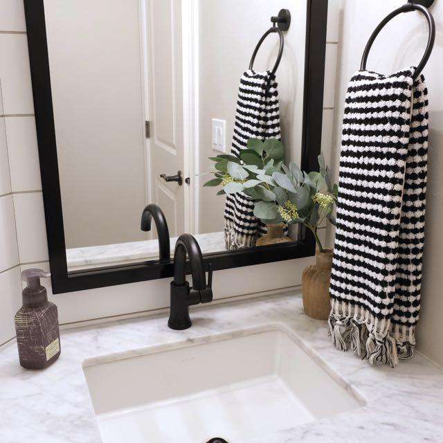 black and white bathroom hand towels