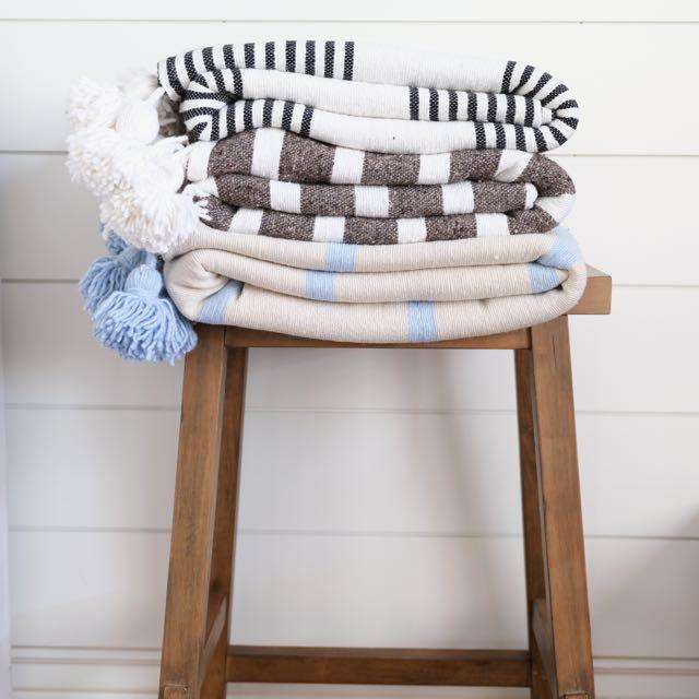 Pom Pom and Stripe Crochet Blanket Kit
