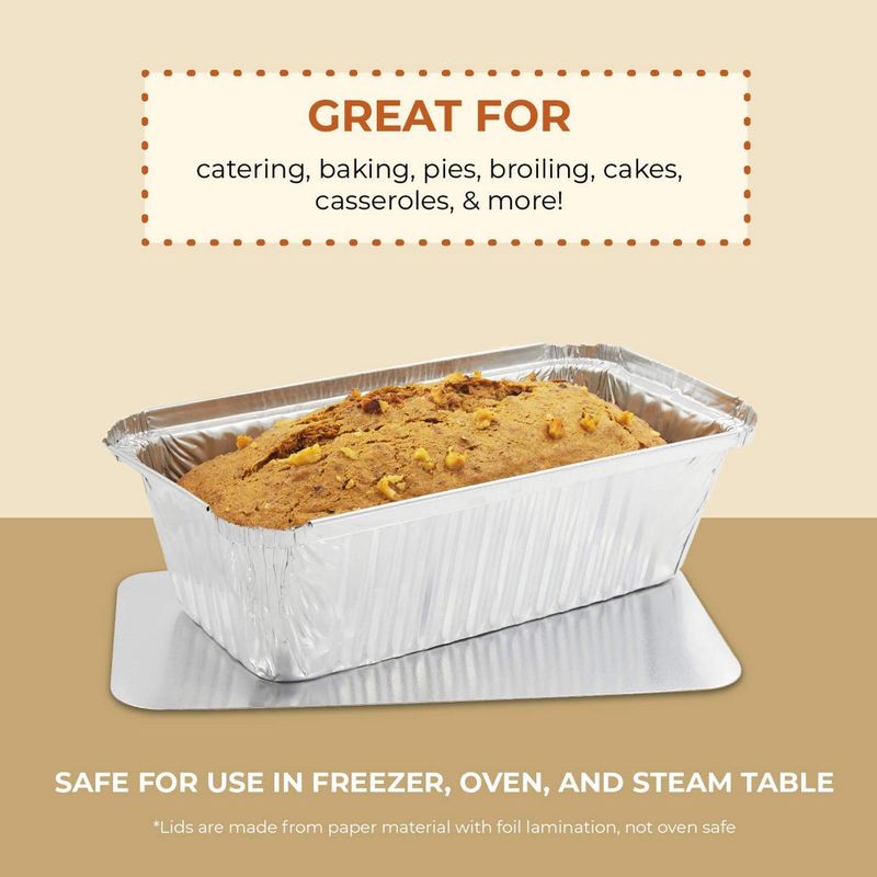 Juvale Loaf Pans with Lid (50 Pack) Disposable Aluminum Foil Bread Baking Tins 8.5 x 2.5 x 4.5 inches (22 Ounce)