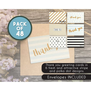 48 Pack Blank Thank You Cards with Envelopes for All Occasion Baby Shower Wedding, 4x6