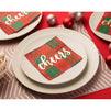 Cheers Plaid Paper Napkins for Christmas Holiday Party Supplies (5 x 5 In, 50 Pack)