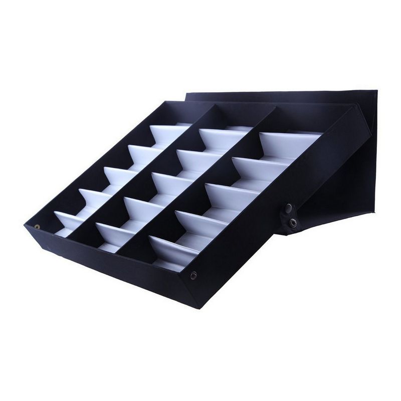 Juvale Sunglasses Organizer Stand, 18 Slot Display Case (18.5 x 14.25 x 2.5 in, Black)