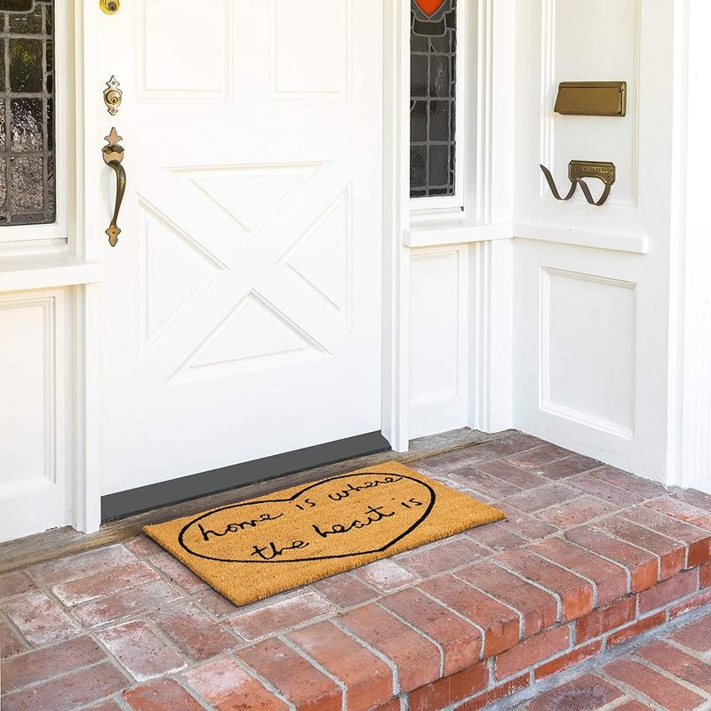 Heart Doormat, Home is Where The Heart is Coco Coir Mat (17 x 30 in)