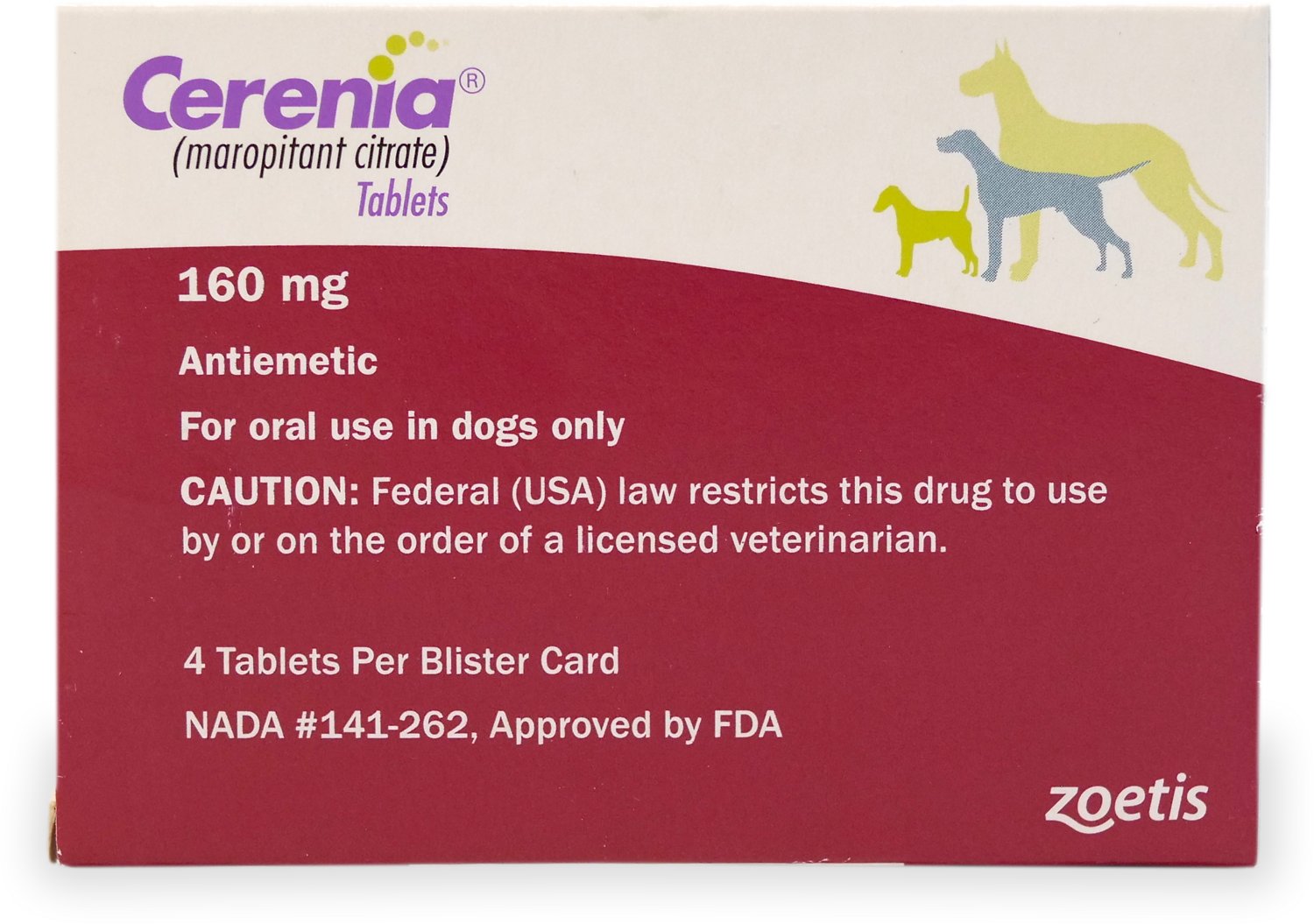 Cerenia (Maropitant Citrate) for Dogs 4 Tablets PASADENA PET STORE