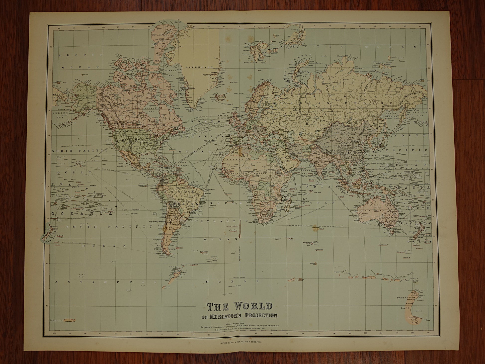 WERELDKAART grote antieke kaart van de wereld mercatorprojectie 189 – Oudekaarten.com