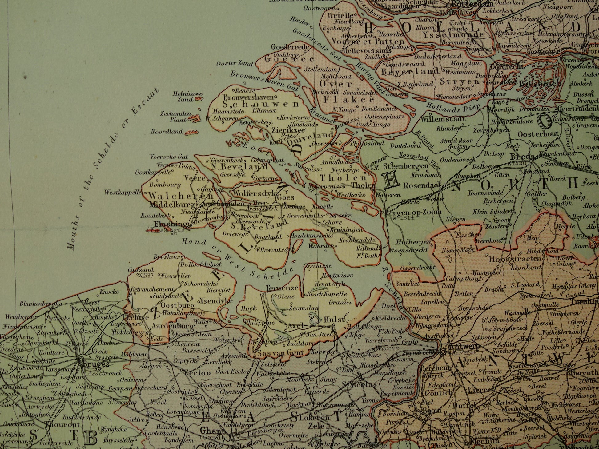 NEDERLAND grote landkaart van Nederland uit 1890 originele antiek Oudekaarten.com
