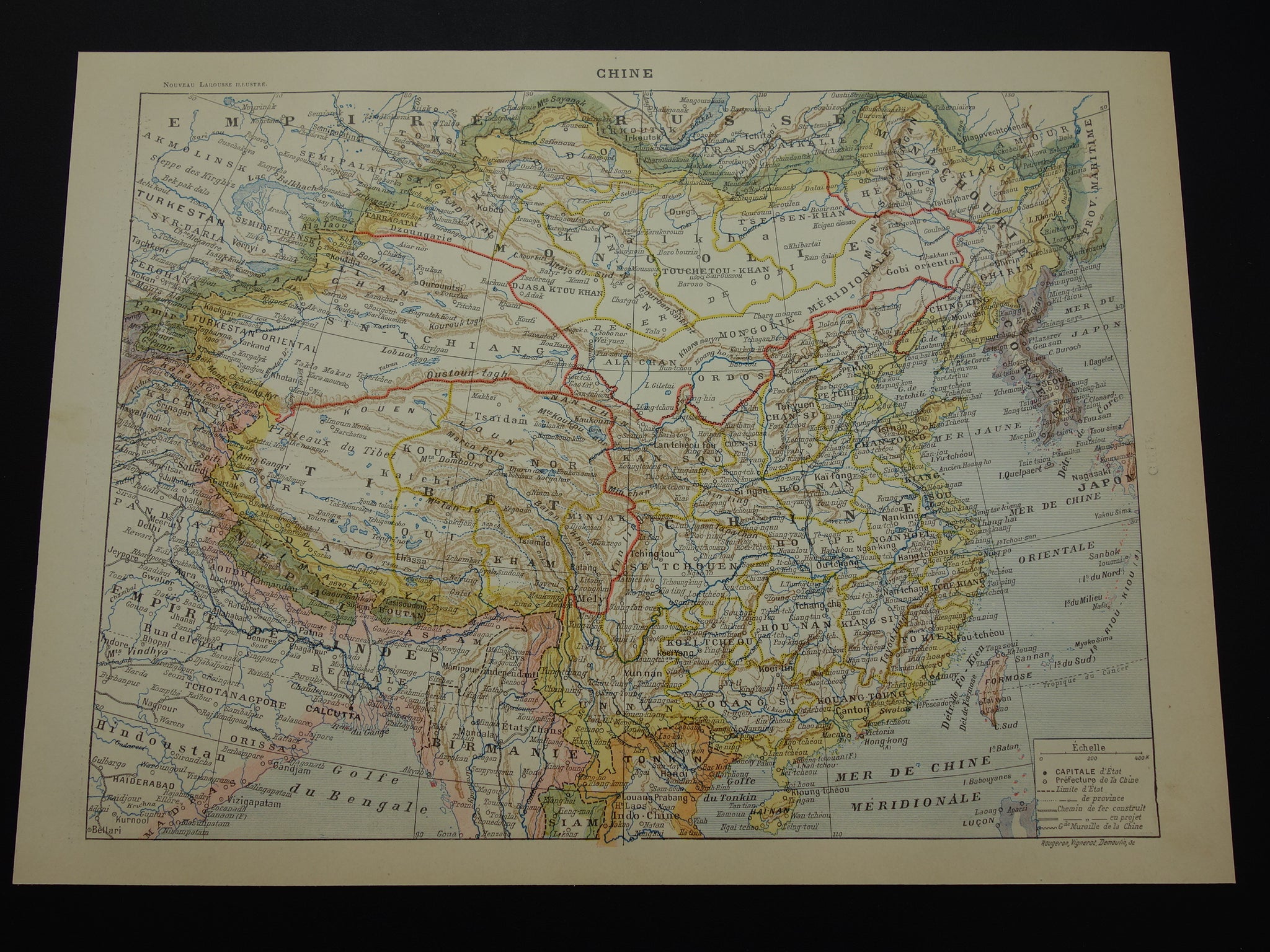 CHINA Oude kaart van China uit 1902 Originele antieke landkaart vintage print