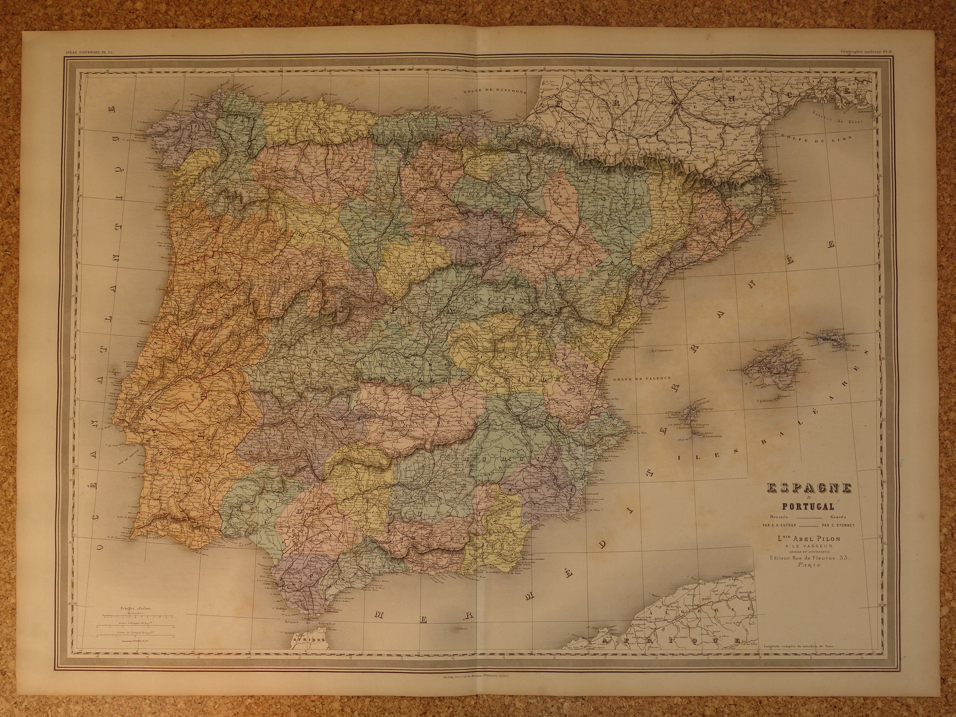 fax tuin Europa Grote oude landkaart van Spanje en Portugal uit 1880 Zeer mooie handge –  Oudekaarten.com