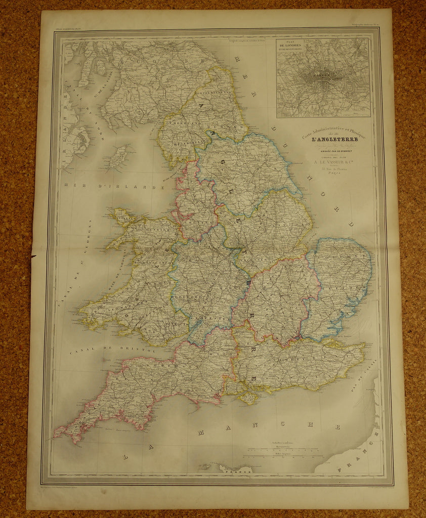 grote oude kaart Engeland en Wales 1885 originele antieke – Oudekaarten.com