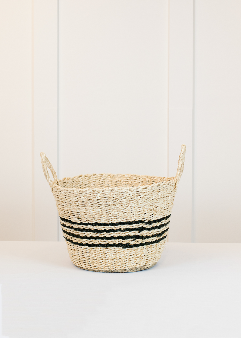 Natural Woven Palm & Seagrass Basket Small