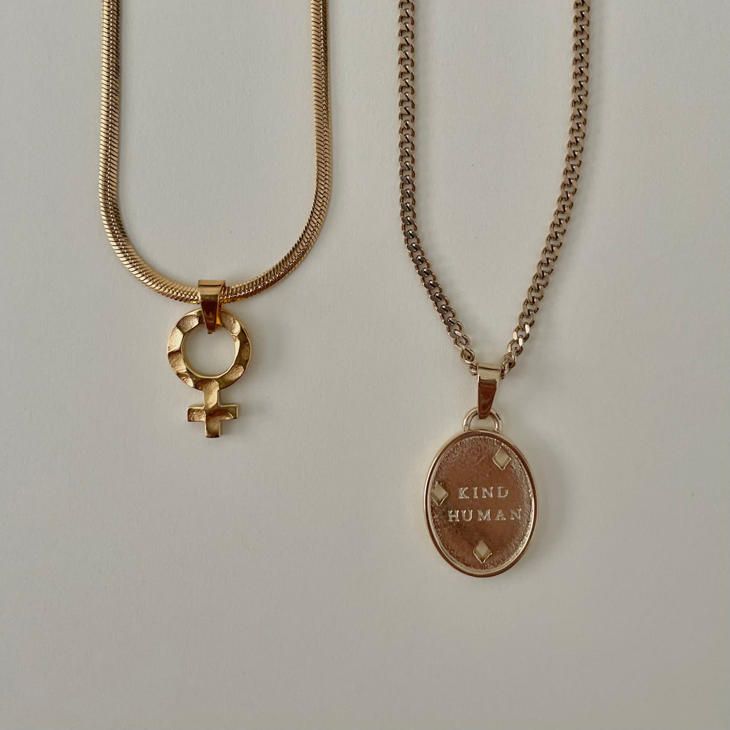Fierce Femme Women Necklace and Kind Human Necklace