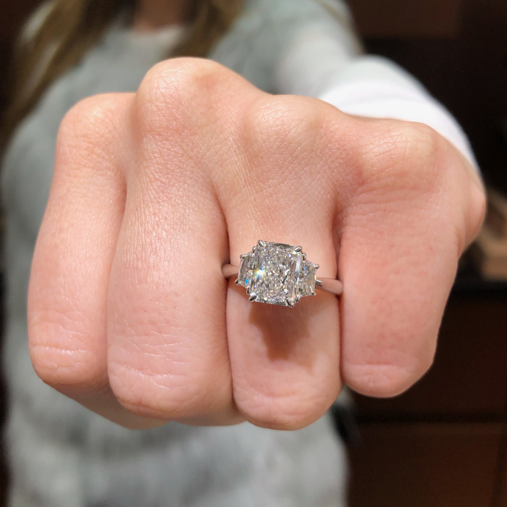 cushion cut diamond with trapezoids