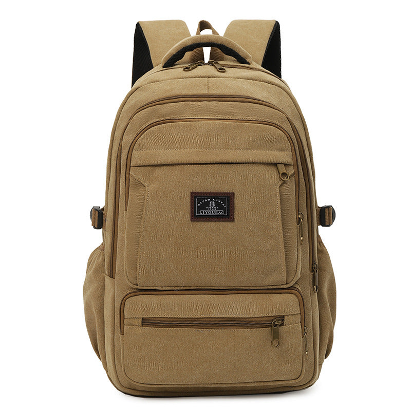 Durable Canvas Backpack Classic 9 Compartments Daypack